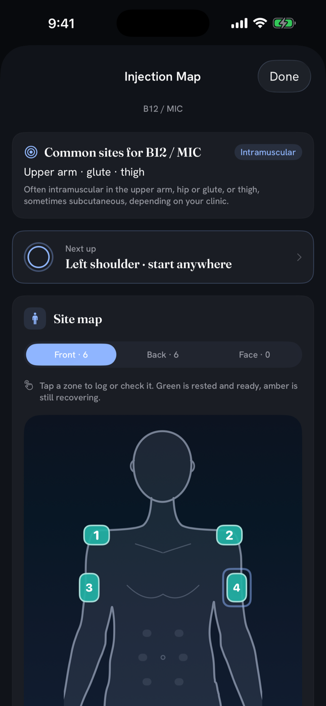 Vialie Injection map screen